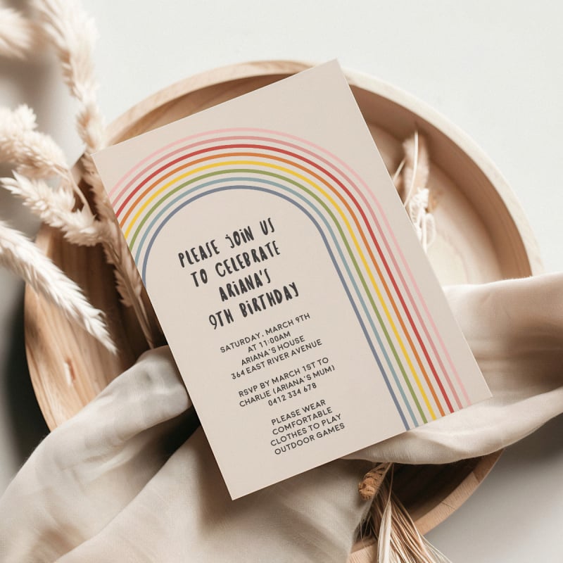 Rainbow Mod Birthday Invitations