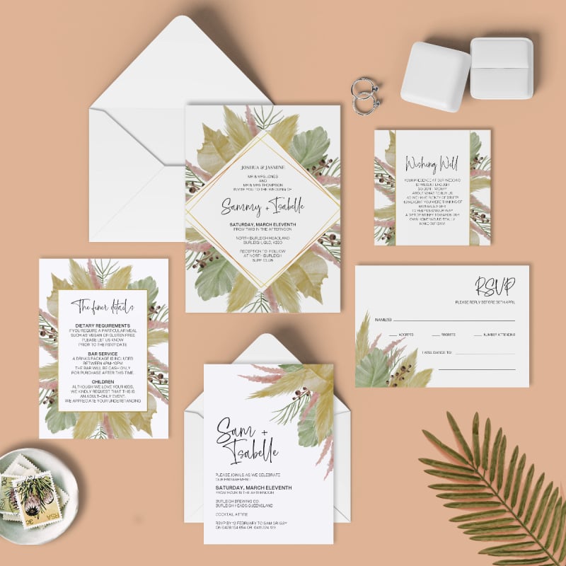 Modern Ferns Wishing Well Card