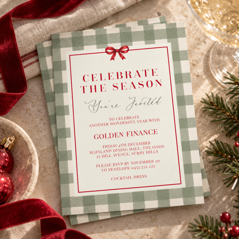 Plaid Christmas Invitations