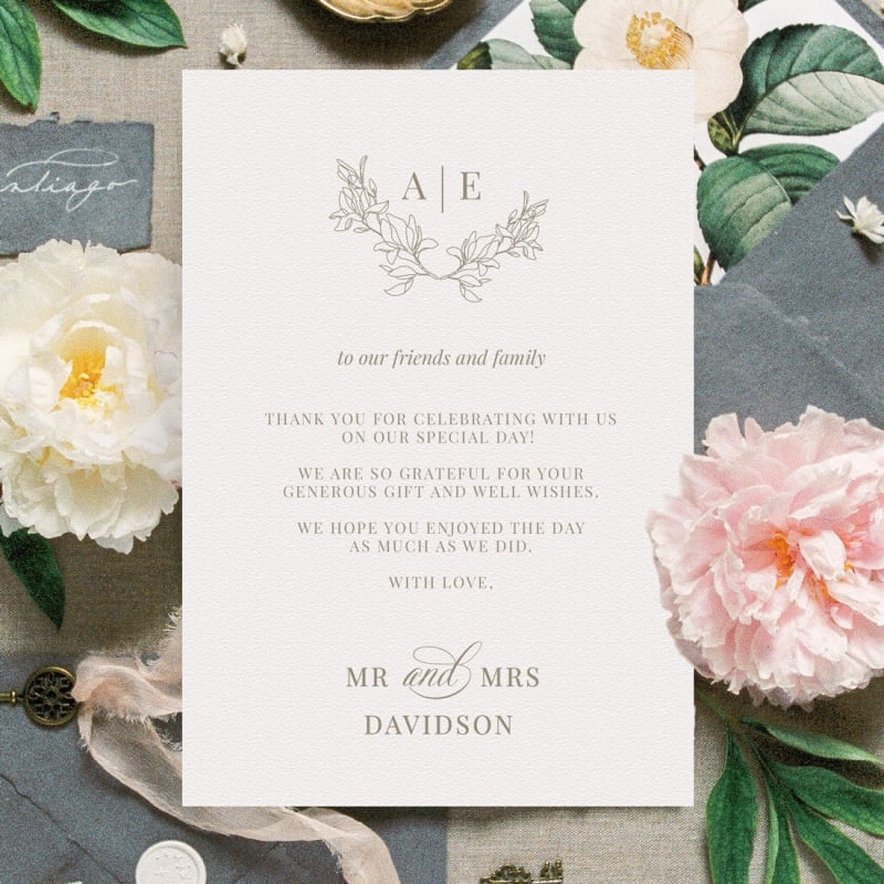 Monogrammed Thank You Card
