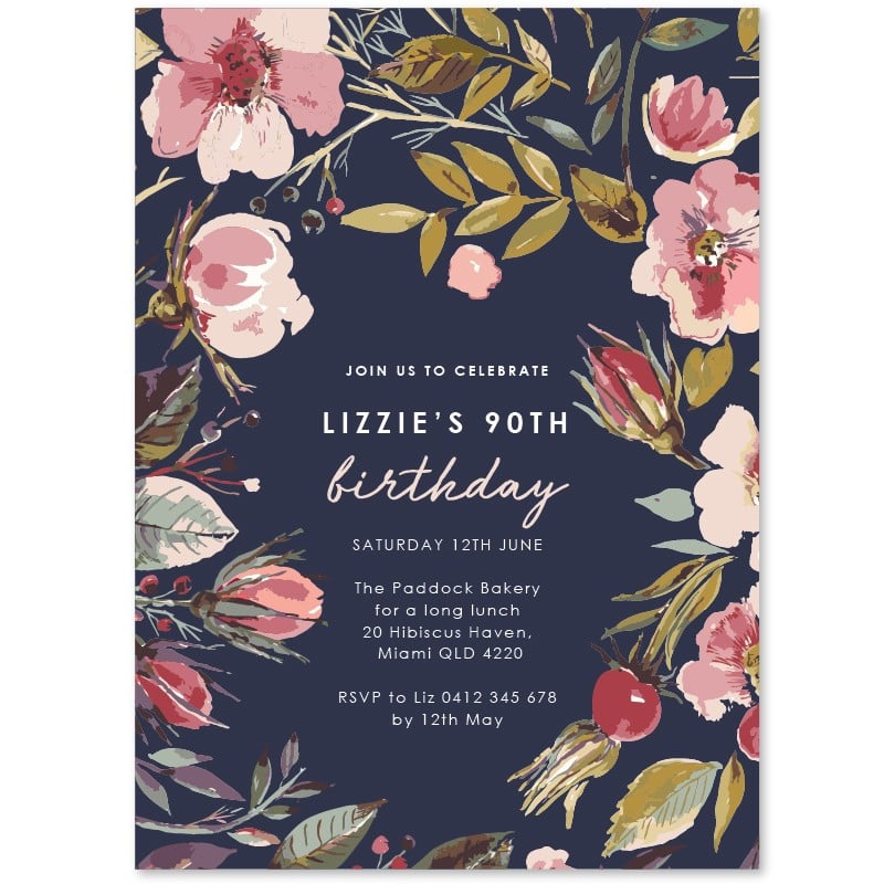 Moody Florals Birthday Invitations