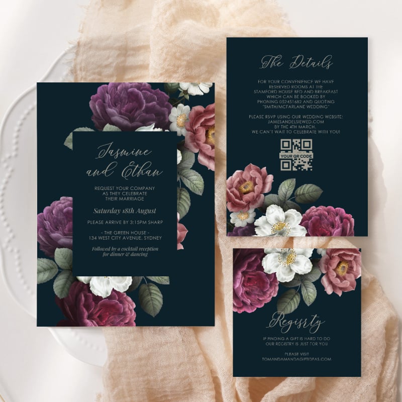 Rose Garden Wedding Information Cards