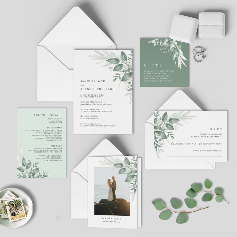Moss + Sage Wedding RSVP Card