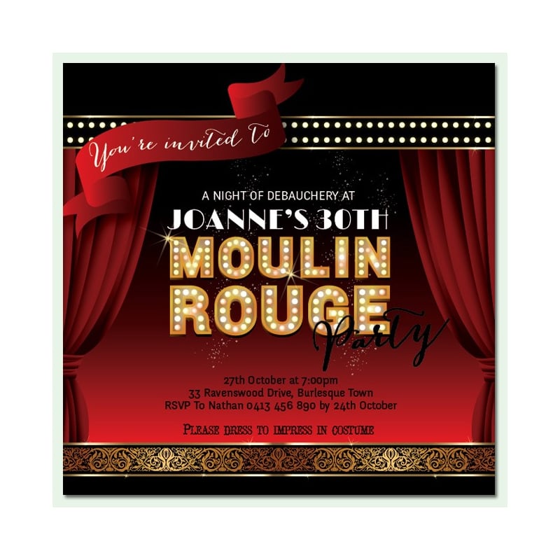  Moulin Rouge Birthday Invitations