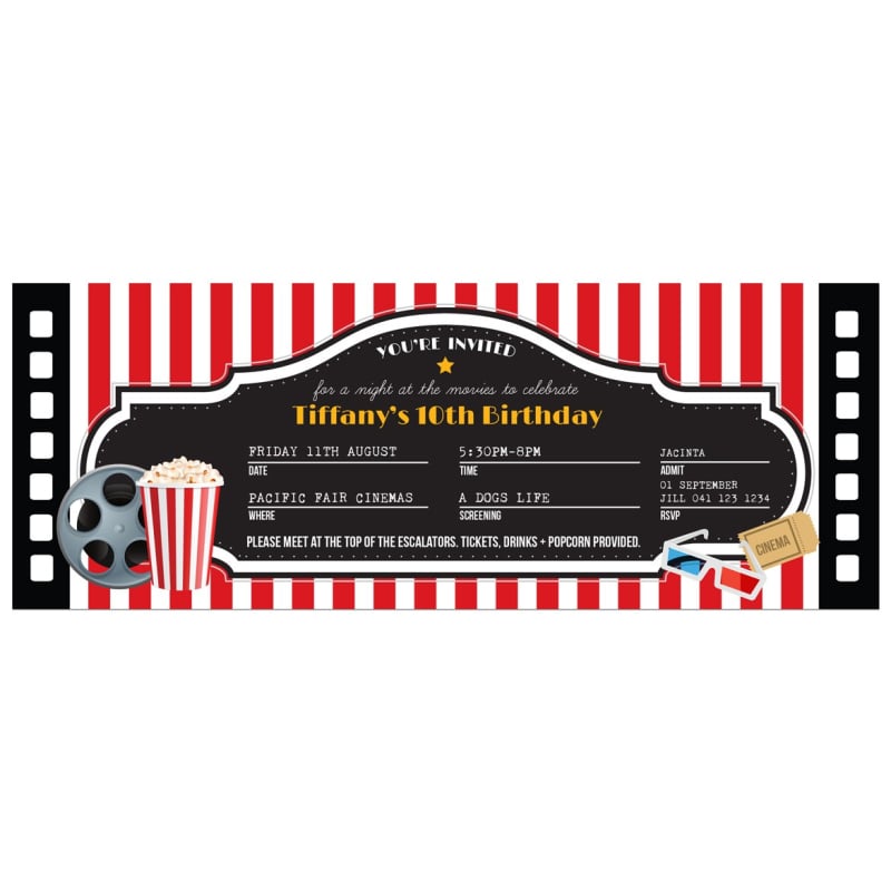 Movie Ticket Birthday Invitations