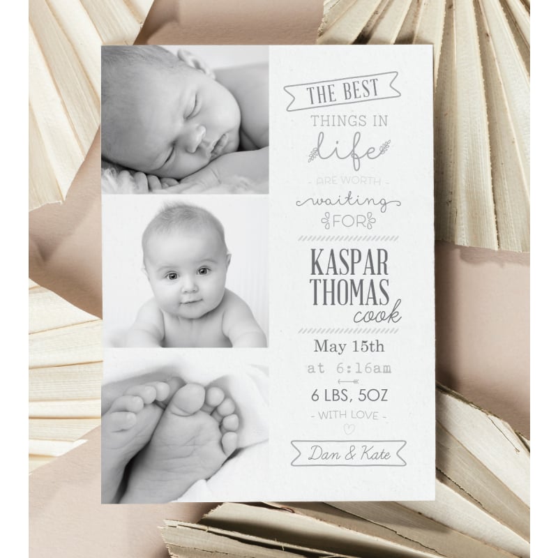 Best things in Life Birth Announcement Cards
