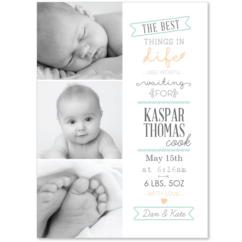 Best things in Life Birth Announcement Cards