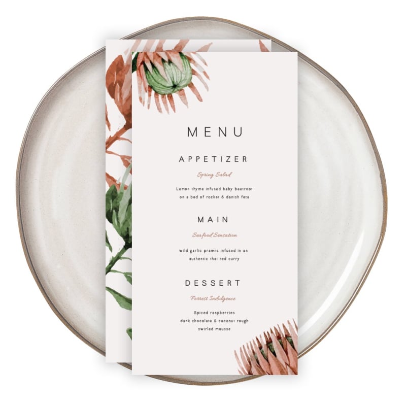 Native Beauty Wedding Menu