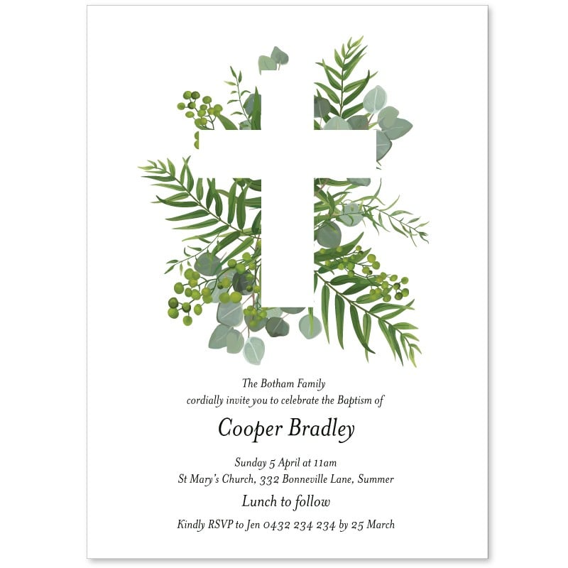 Native Cross Baptism Invitations