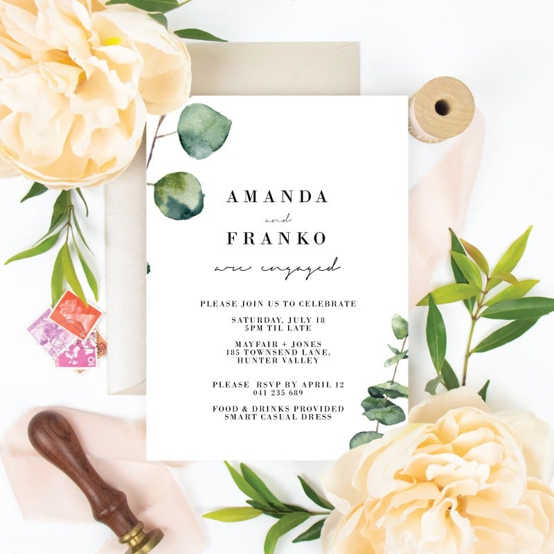 Native Greenery Engagement Invitations