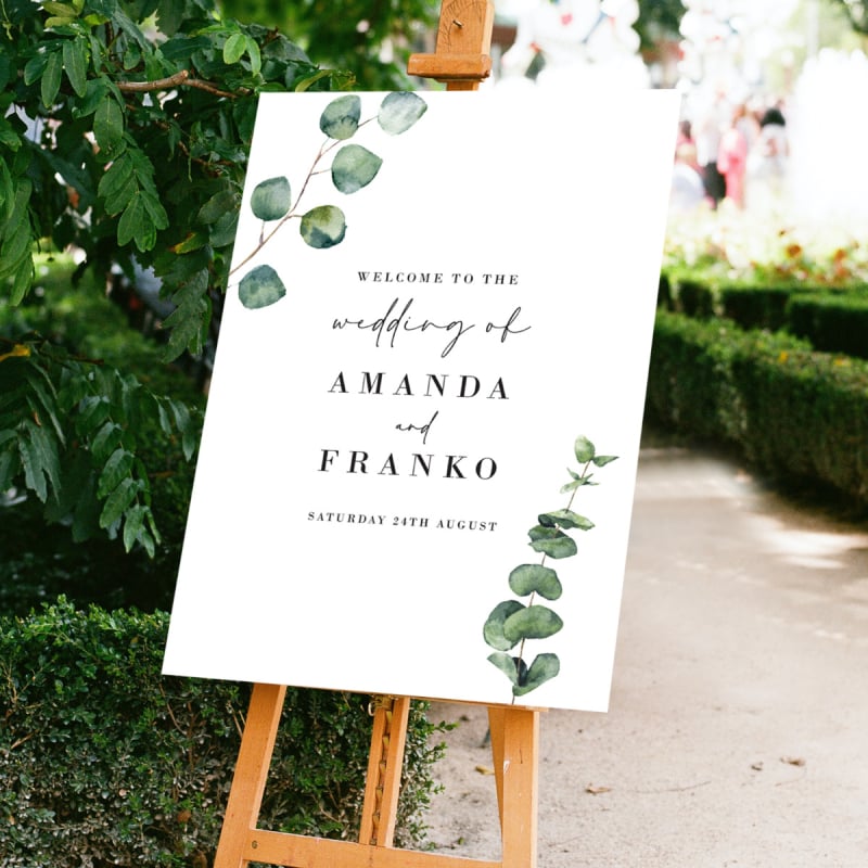 Native Greenery Wedding Welcome Sign