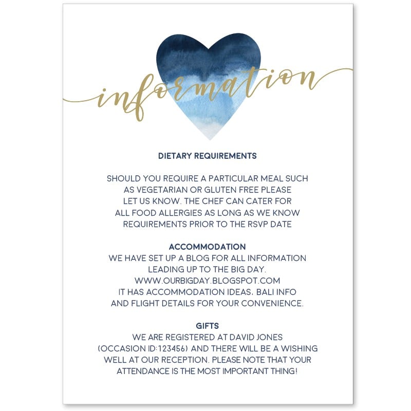 Indigo Heart Information Card
