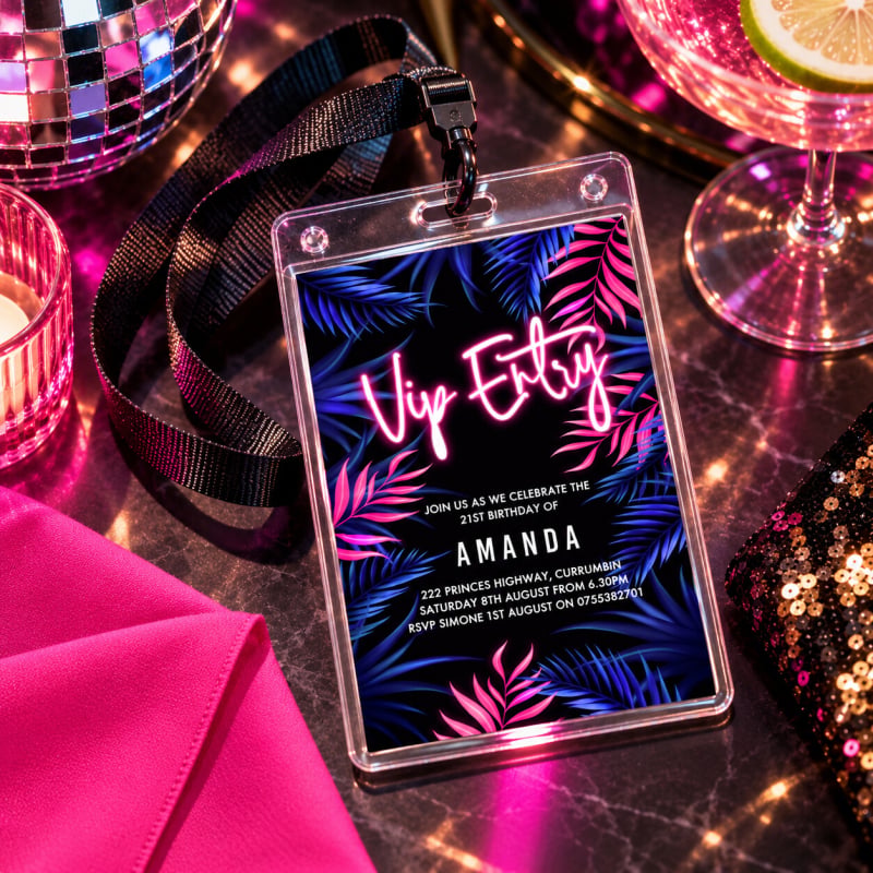 Neon VIP Pass Invitations