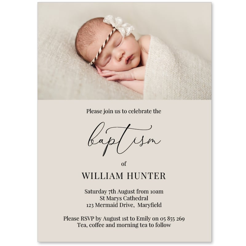 Neutral Love Baptism Invitations