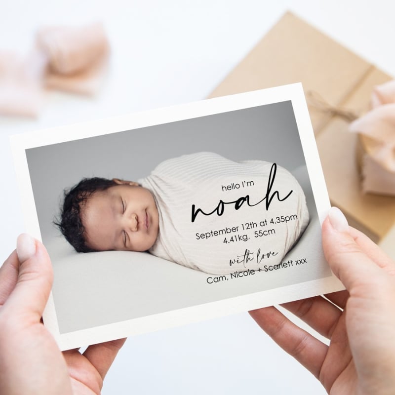 N is for Noah Birth Announcement Cards