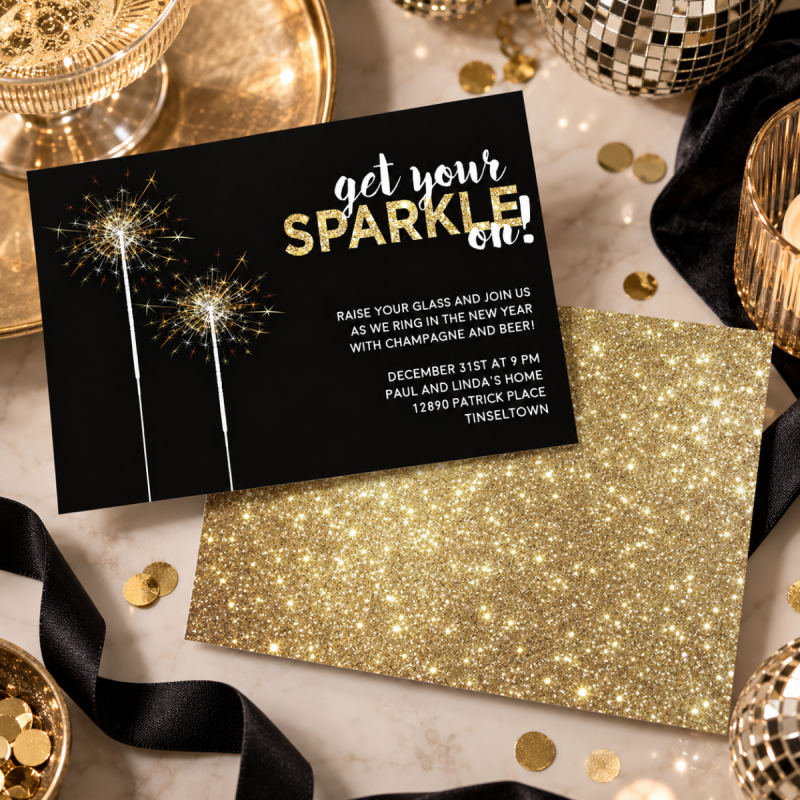 Sparklers New Years Invitations