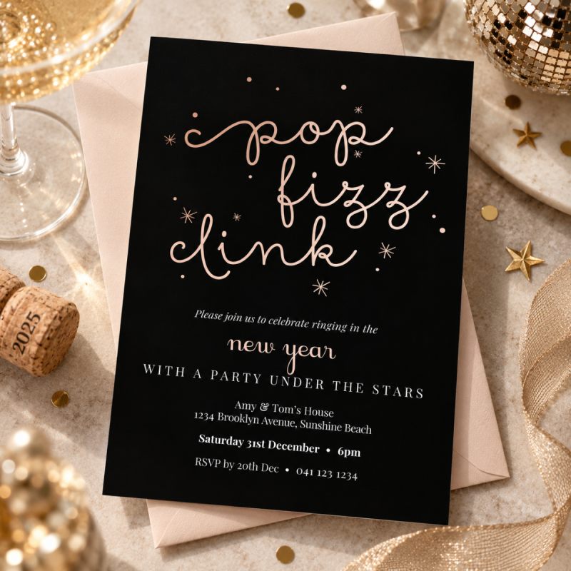 Pop Fizz Clink Invitations