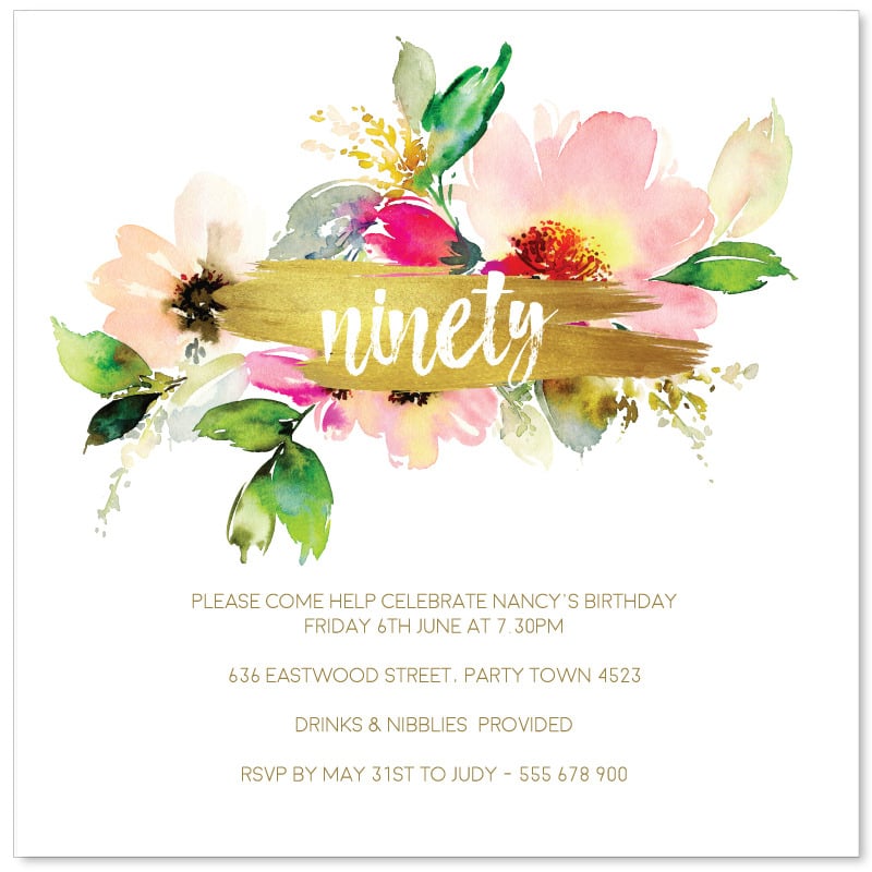 Ninety Birthday Invitations