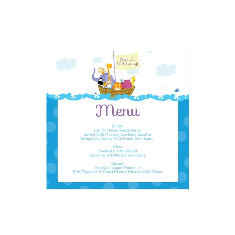 Noah's Ark Menu