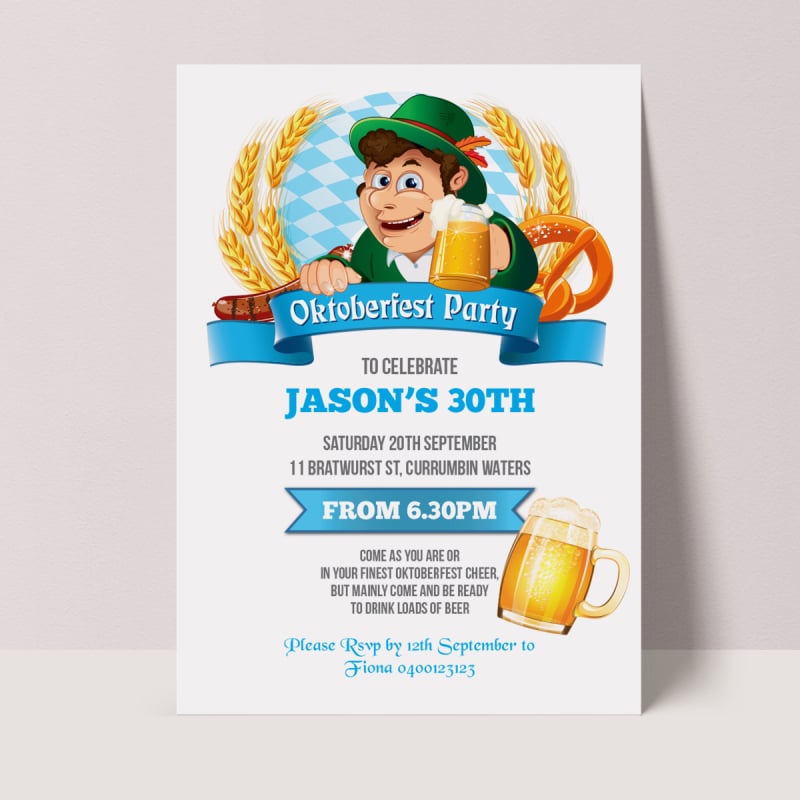Oktoberfest Man Birthday Invitations