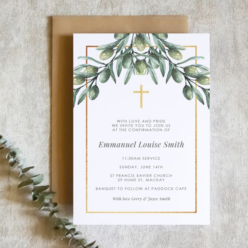 Italian Olives Religious Invitation