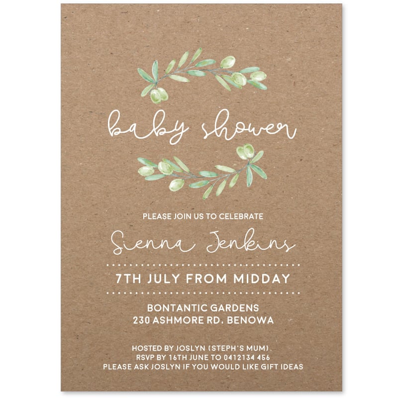 Olive Baby Shower Invitations