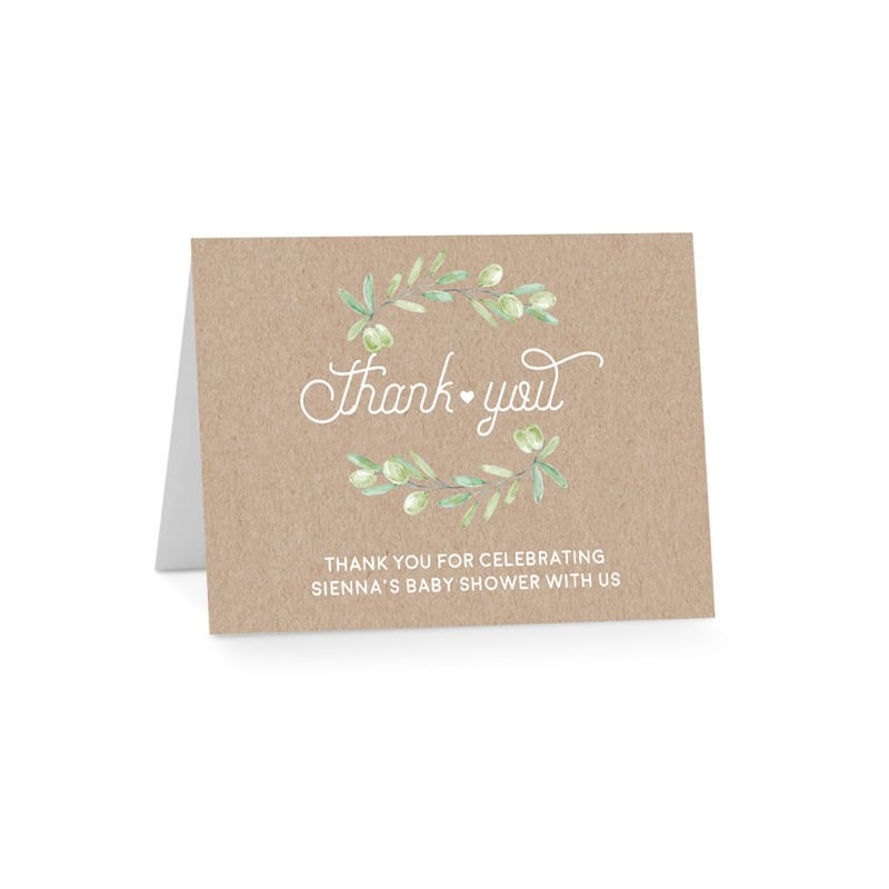 Olive Baby Shower Thank You Card