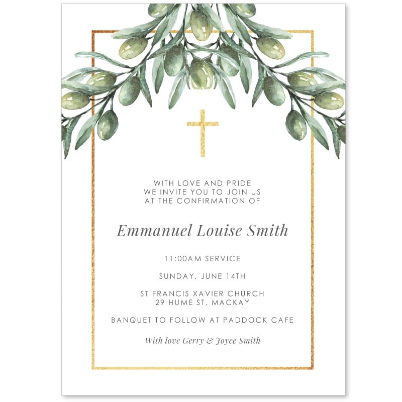 Italian Olives Religious Invitation