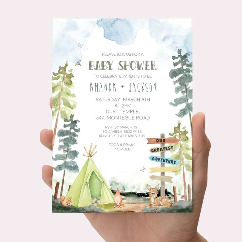 Adventure Begins Baby Shower Invitations
