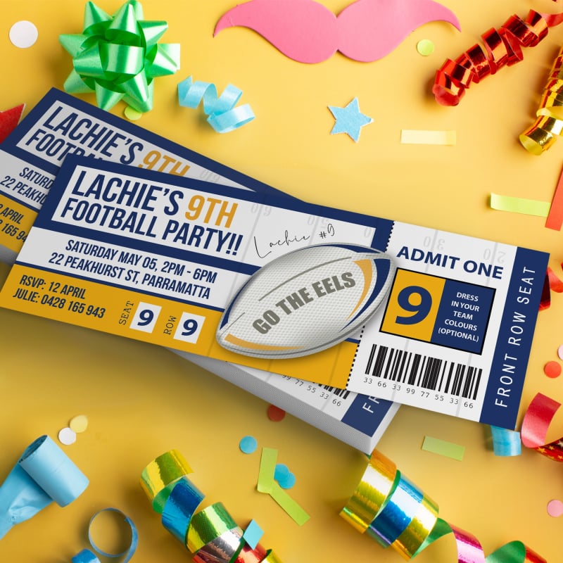 Parramatta Eels Football Ticket Invitations