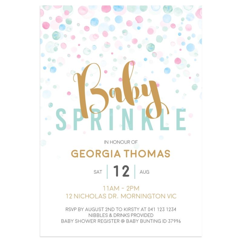 Pastel Sprinkle Baby Shower Invitations