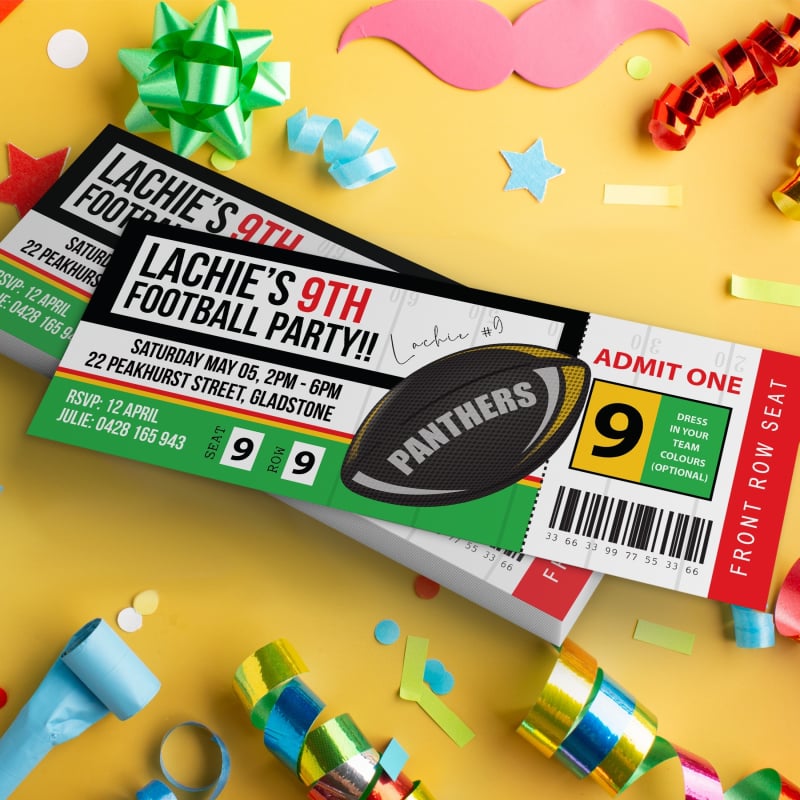 Penrith Panthers Football Ticket Invitations