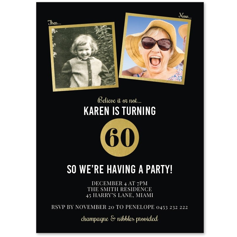 Age with Photos Birthday Invitations