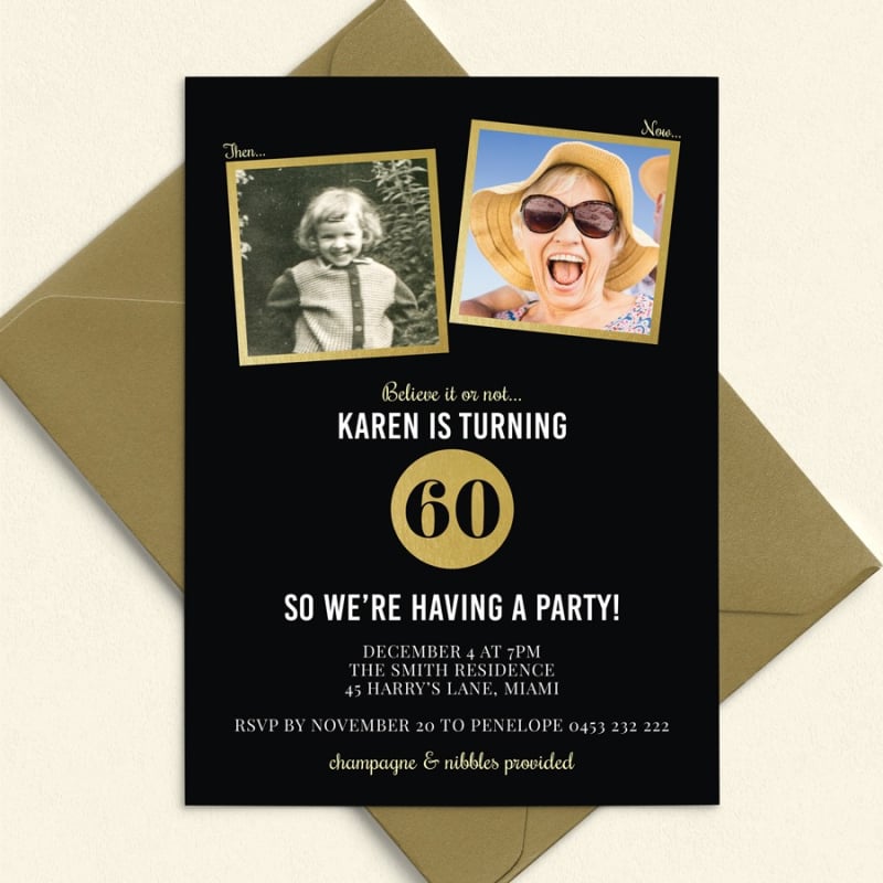 Age with Photos Birthday Invitations