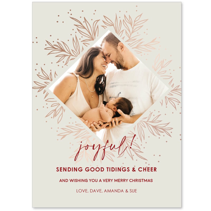 Copper Leaves Christmas Photo Cards