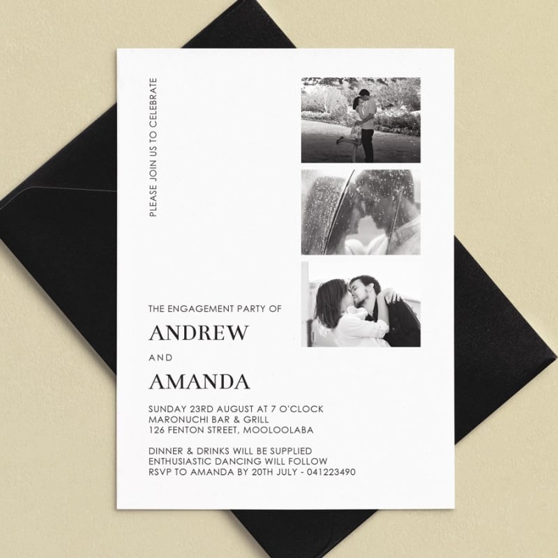 Memories Photo Minimalist Engagement Invitations