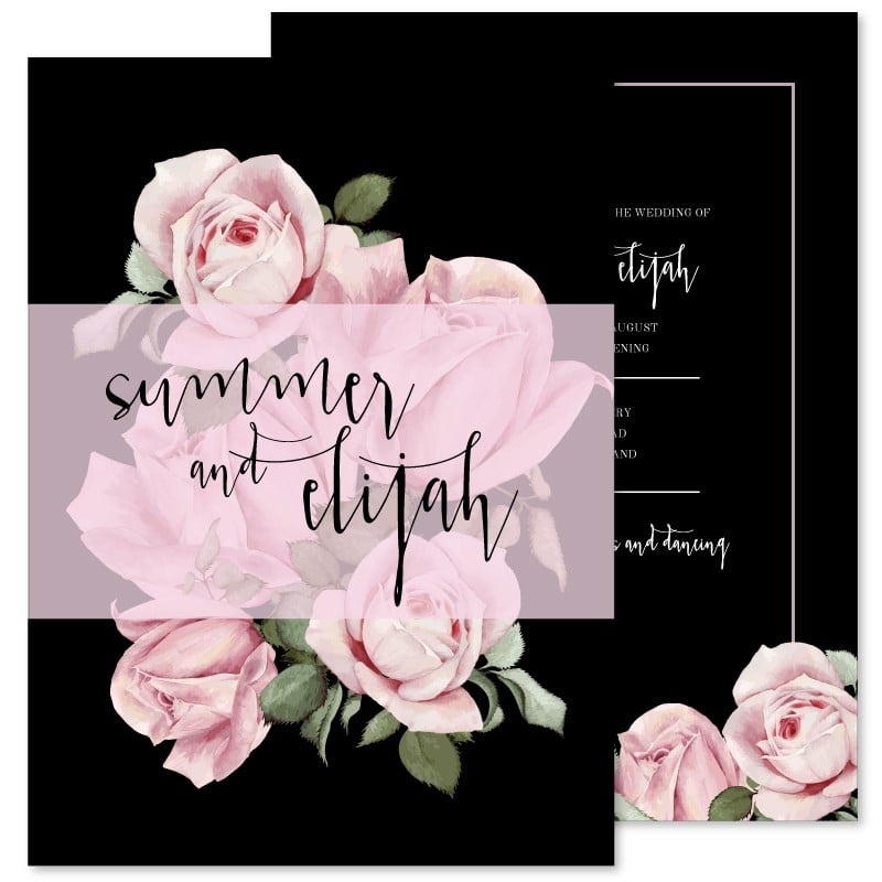 Pink Roses Wedding Invitations
