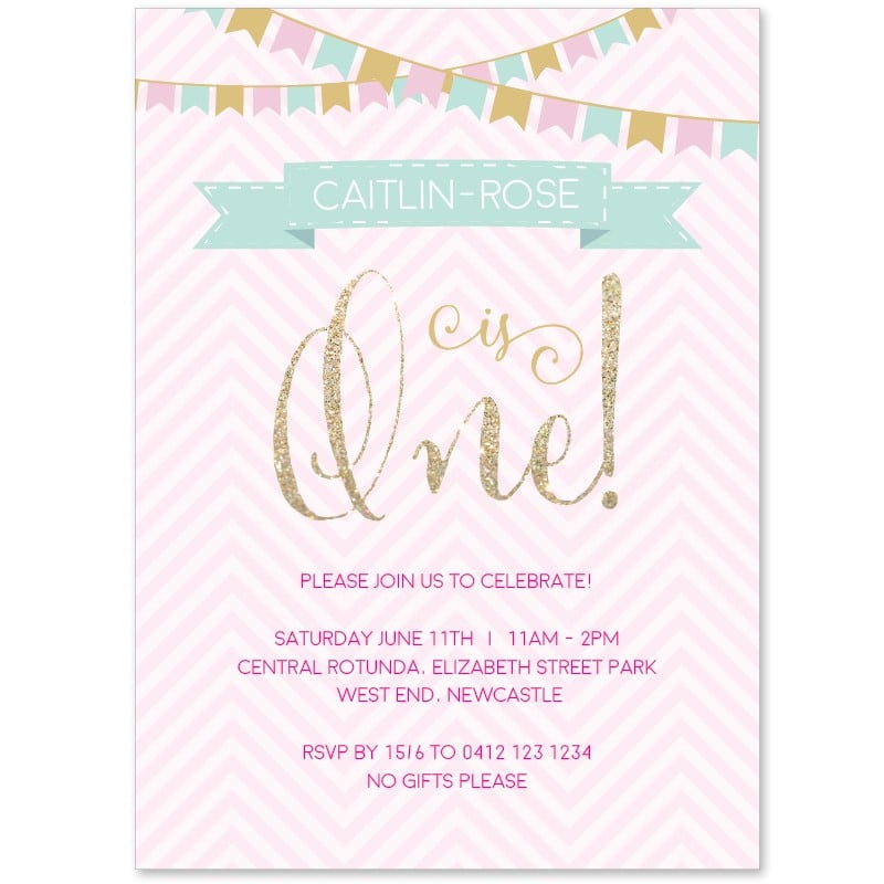 Glitter Flags Birthday Invitations
