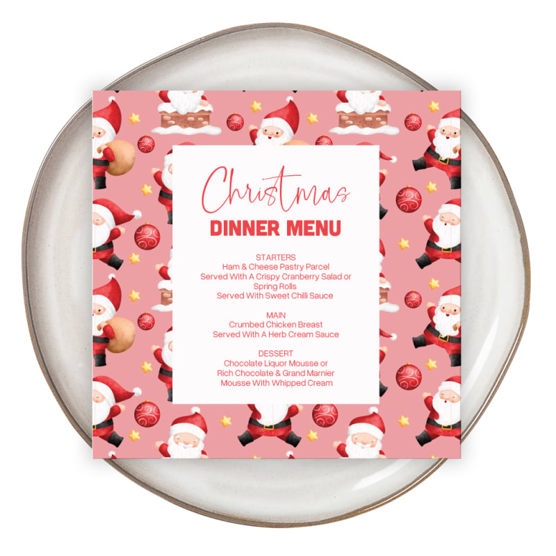 Jolly Santa Printed Christmas Menus