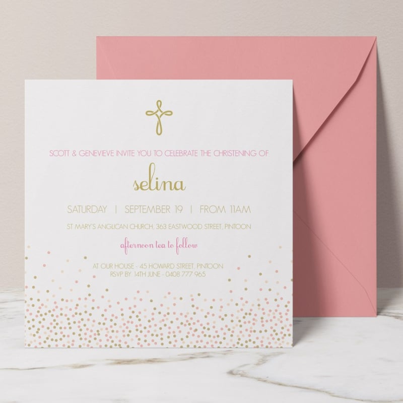 Confetti Storm Christening Invitation