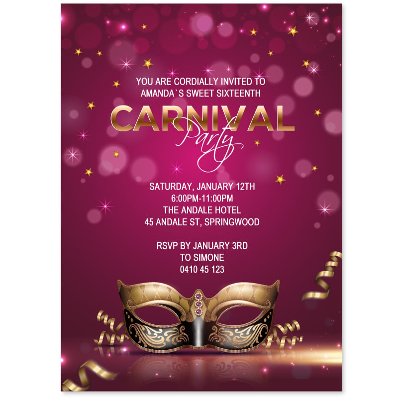 Masquerade Ball Birthday Invitations