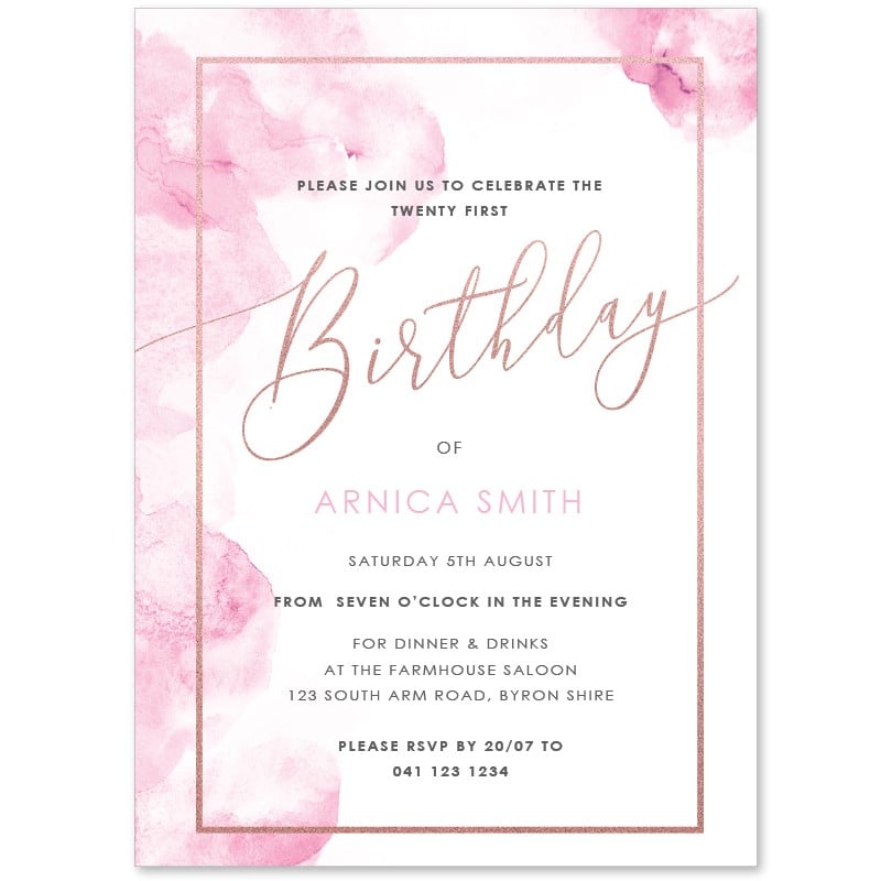 Pink Smoke Birthday Invitations