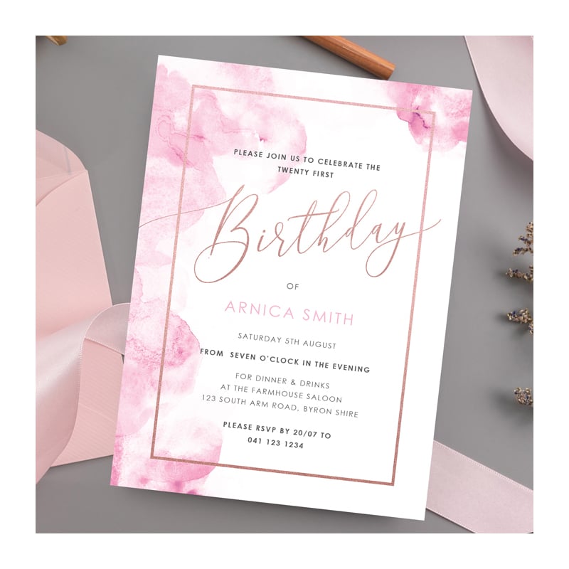 Pink Smoke Birthday Invitations