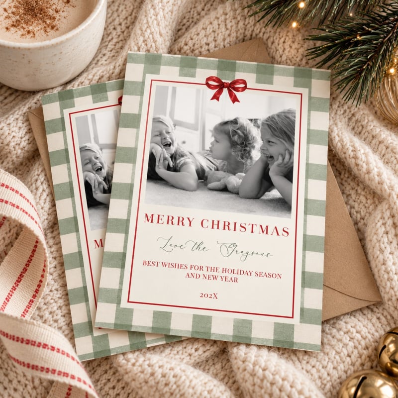 Plaid Christmas Photo Cards
