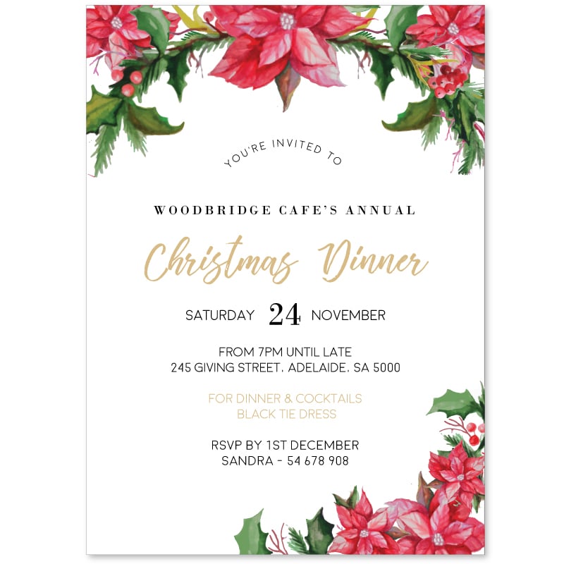Poinsettia Christmas Invitations