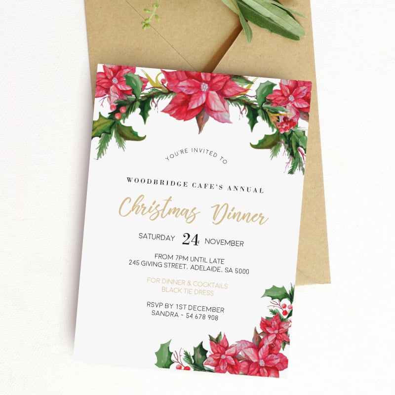 Poinsettia Christmas Invitations