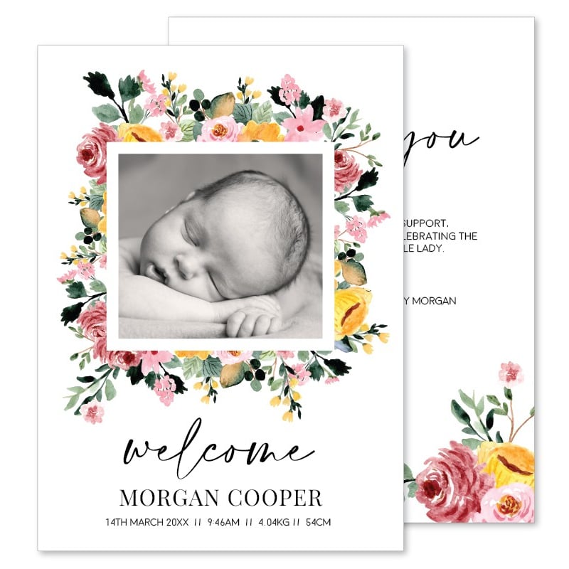 Precious Blossom Birth Announcement Cards