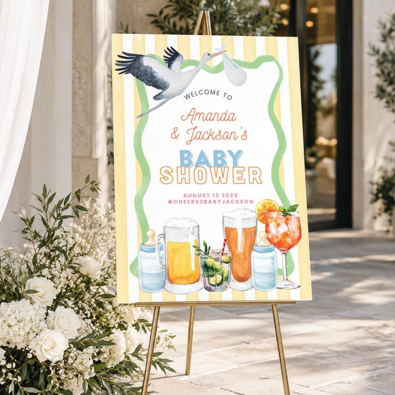 Bottles and Cocktails Baby Shower Welcome Sign