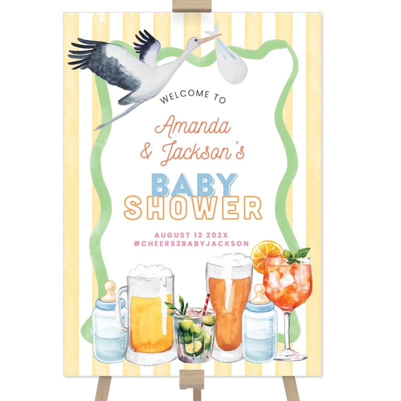 Bottles and Cocktails Baby Shower Welcome Sign