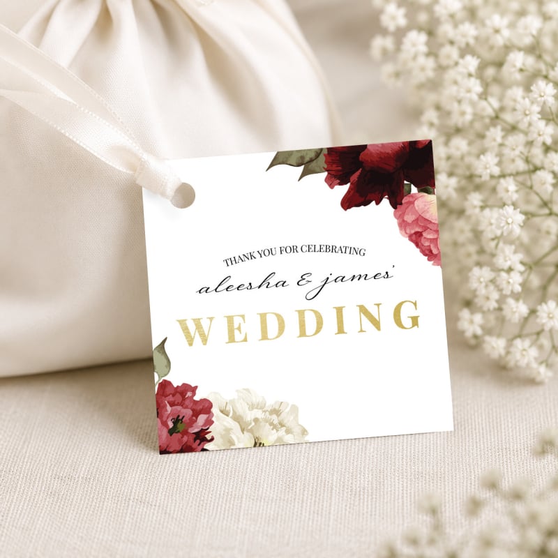Crimson Wedding Gift Tags